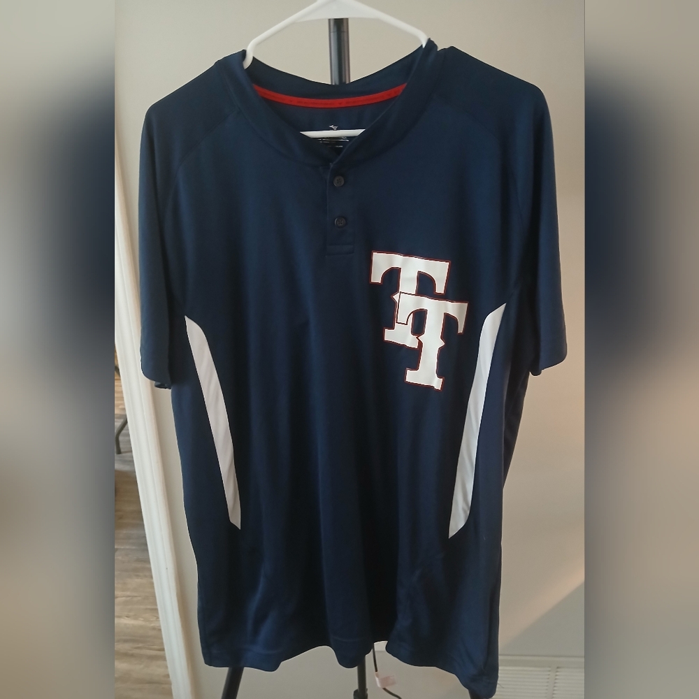 Mizuno Navy Performance Henley with Red Trim